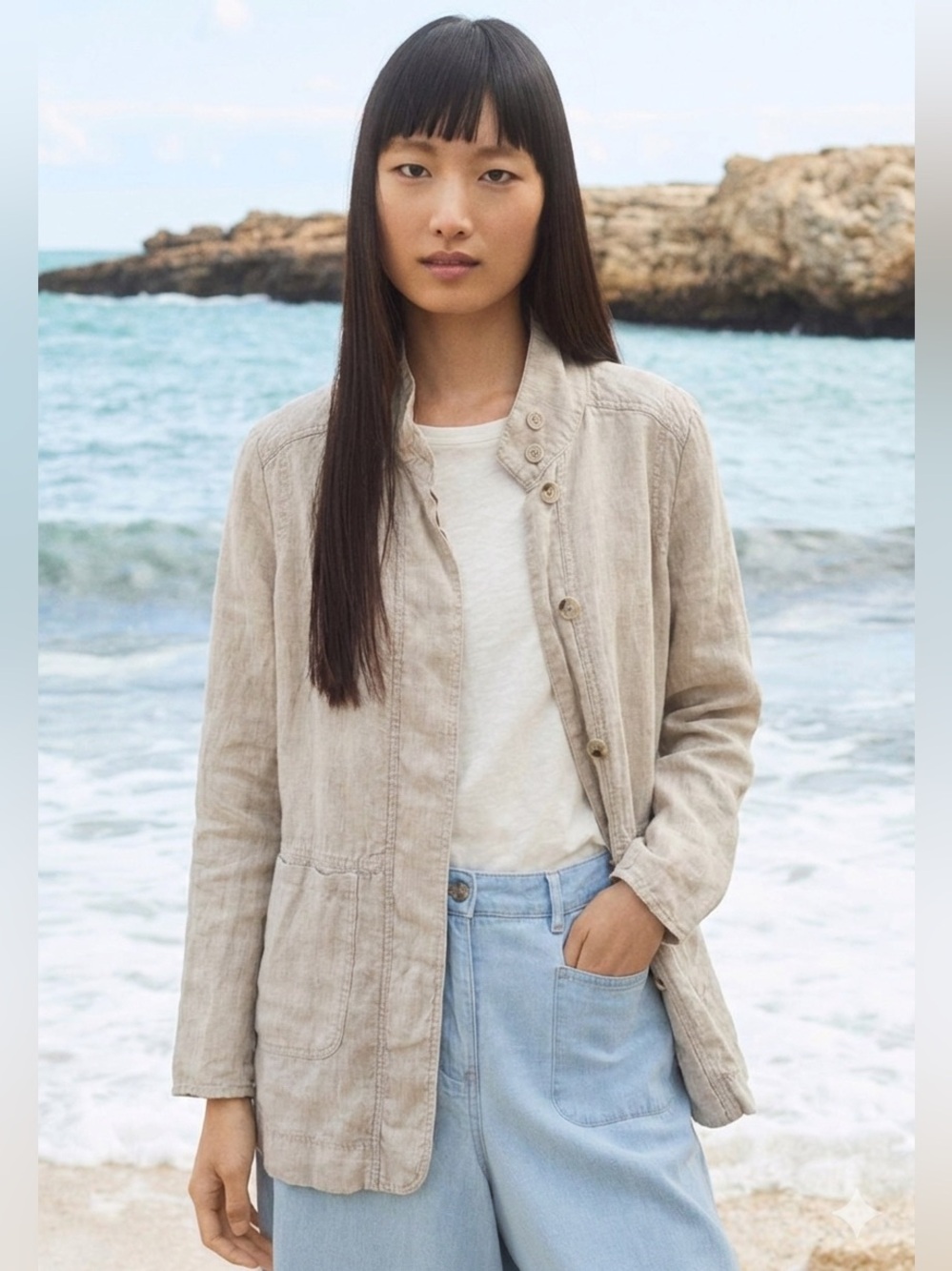 Poetry 100% Linen Utility Jacket Size US 8 - Picture 1 of 10